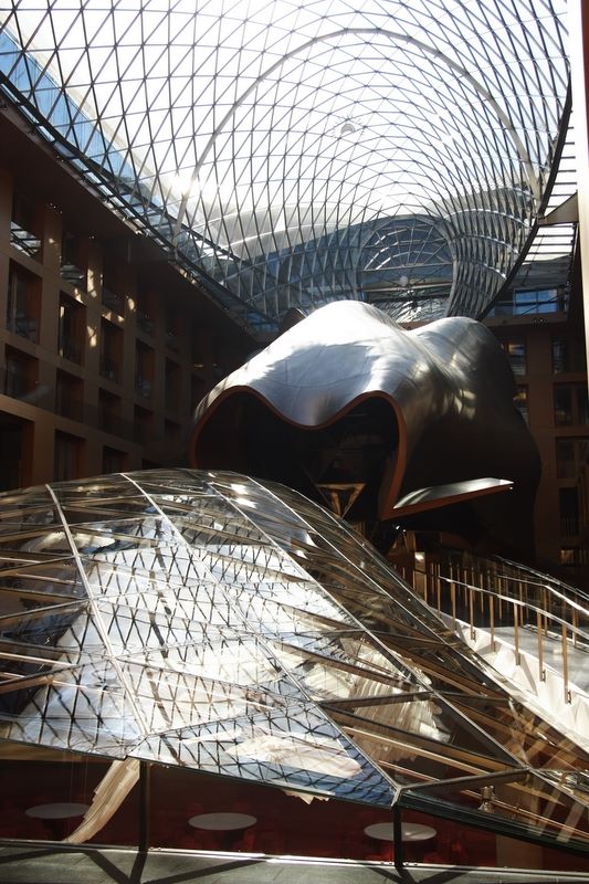 Web: Interior of DG Bank building, near the (new) Brandenburg gate in Berlin, Germany.
                This was designed by the architect Frank Gehry.